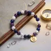 Joia Transfronteiriça Europeia e Americana Aço Inoxidável Doze Signos do Zodíaco Pingente Redondo Moda Pulseira Elástica Artesanal com Contas para Homens e Mulheres