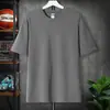 Camiseta de manga corta con hombros caídos de 260 g para hombre y mujer, estilo coreano, color liso, marca de moda, cuello redondo holgado, manga corta, camiseta personalizada de algodón de Xinjiang