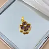 [Cobre y Oro Real] Flor de la Suerte Encanto Elegante Cruz de Exportación DIY Joyería Hecha a Mano Cobre Circonio Colgante Microincrustado