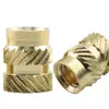 Tuercas de Latón en Stock con Moleteado Diagonal Doble, M1~M8, Tuercas de Agujero Pasante de Fusión en Caliente