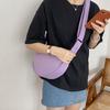 Estilo Japonés Simple Color Sólido Verde Morado Combinable Ajustable Bandolera Bolso para Teléfono Móvil de Mujer Mochila de Pecho Tipo Dumpling de Lona para Hombre