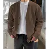 Novos suéteres de tricô de outono e inverno, cardigãs para homens e mulheres, jaquetas quentes estilo old money com gola V, atacado de fábrica transfronteiriço