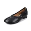 Zapatos de Punta de Cuero Genuino para Mujer Zapatos de Boca Baja Zapatos de Tacón Medio Primavera y Verano Completamente de Cuero Estilo Coreano Lindos Zapatos de Pata de Cerdo Zapatos para Mujer