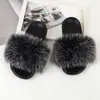 Novas Chinelos da Moda Transfronteiriços Chinelos de Pelúcia Moda Feminina Verão Chinelos de Pelo Sintético Sapatos de Praia de Pelo Sintético de Raposa