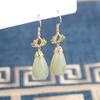 Pendientes de magnolia con diseño retro, elegantes y combinables, de estilo étnico para mujer, de jade blanco Hetian natural bañado en oro y plata S925.
