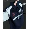 Camisa polo para hombre de manga corta con estampado moderno estilo americano, camiseta casual deportiva de verano, top holgado moderno con bloques de color