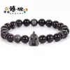 Superventas Amazon Europeo y Americano Transfronterizo Ágata Negra Casco Espaciador Metálico Joyería de Gama Alta de Moda Pulsera Al por Mayor
