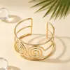 Nuevo Pulsera Ancha de Metal Hueca Espiral Minimalista Europeo Americano Moda Estilo Versátil Abierta para Mujer