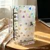 A5A6A7M5 Fivela Dupla Transparente Planejador Coração Colorido Livro de Folhas Soltas PVC Capa Macia Capa Shell Formato de Coração a Laser