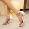 Moda Transparente Sexy Tacones de Aguja Abiertos con Correas Finas, Elegantes Sandalias Abiertas de Tobillo Estilo Europeo y Americano 2025