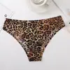 Roupas Íntimas Femininas Europeias e Americanas Plus Size com Estampa de Leopardo Pura Seda de Gelo com Parte Inferior de Algodão Peça Única Cintura Baixa Calcinhas Femininas Fábrica