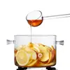 Cuchara de Vidrio con Mango Largo, Alto Borosilicato, Resistencia a Altas Temperaturas, Alta Apariencia, Cuchara Transparente para Condimentos de Cocina, Cucharilla de Café