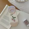 Meias Baixas Fofas de Desenho Animado Femininas de Verão Finas Estilo Japonês Divertidas de Malha Respiráveis Antiderrapantes com Silicone no Calcanhar Meias Invisíveis