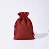 Bolsa de Lino con Cordón Bolsa de Regalo de Navidad Joyería Logotipo Impreso Juguete Pulsera Bolsa de Tela Pequeña Bolsa de Lino con Cordón Personalización