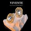 Pendientes antiguos medios vintage cuadrados con diamantes envejecidos nicho vintage combinables esmeralda cuadrado verano pendientes de alta gama