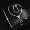 Moda Europea Más Vendido Nicho Collar de Circonita Pendiente Set de Cuatro Piezas Anillo Elegante Brillante Pulsera Accesorios de Boda