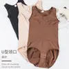 Calzones de una pieza europeos y americanos sin costuras de hombro ancho talla grande con abertura en el pecho, comercio exterior, moldeador abdominal fuerte postparto