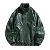 Chaqueta de Cuero PU con Solapa Estilo Maillard Retro Americano 2025 para Hombre, Nueva Chaqueta Corta de Cuero Cortavientos de Primavera