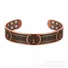 Conjunto de Pulseira e Anel Magnéticos Mais Vendidos Transfronteiriços, Pulseira Magnética com Design de Flor, Joia Unissex Estilo Retrô Escovado de Cobre Vermelho Antigo