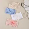 Nuevo accesorio para el cabello infantil transfronterizo europeo y americano: Diadema ancha suave de jacquard floral de nailon grande para bebés y niños pequeños para proteger la fontanela