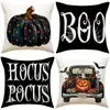 Amazon Transfronterizo Temu Popular Lino al por Mayor Funda de Almohada de Halloween Funda de Almohada Cuadrada de Felpa Funda de Almohada Cómoda
