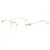 Gafas de Sol Sin Marco de Metal con Borde Cortado Estilo Nuevo 2026 para Mujer, Gafas de Moda Cuadradas de Gama Alta, Gafas de Sol con Protección UV Europeas y Americanas para Hombre