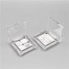 En stock caja de sombra de ojos monocromática cuadrada pequeña transparente con celosía interior, caja de iluminador, caja vacía para muestra de labial y rubor