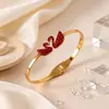 Pulsera bestseller transfronteriza de acero de titanio para mujer, de dos piezas, totalmente incrustada con diamantes, con diseño de cisne blanco y hada, joyería de mano exquisitamente elaborada