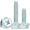 Tornillos Autoperforantes Galvanizados con Brida y Dientes Triangulares, Superficie Hexagonal Exterior en Forma de Cruz, Tornillos Autoperforantes Autoblocantes con Dientes Triangulares