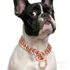Corrente de cachorro de aço inoxidável dourada de 15mm, corrente em P, coleira de cachorro, metal de aço titânio, colar de animal de estimação hip hop, venda quente transfronteiriça