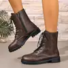 Nuevas Botas de Media Caña con Cremallera Lateral y Punta Redonda Talla Grande de Comercio Exterior Otoño/Invierno 2026 Estilo Británico Transfronterizo Botas Adelgazantes Europeas y Americanas para Mujer