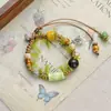 Jingdezhen Navidad Cerámica Cuerda Trenzada Pulsera Animales de Dibujos Animados Cuerda de Mano Joyería al por Mayor para Atracciones Turísticas Nicho Lujo Ligero