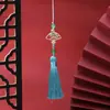 Acessório de Borla para Leque de Bambu Verde 8cm, Ornamento de Borla para Leque Estilo Chinês Tradicional, Decoração de Pingente de Celular Feita à Mão