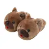 Chinelos de Algodão com Desenho de Cachorro para Mulheres no Inverno, Chinelos de Pelúcia Quentinhos Antiderrapantes para Uso Interno para Homens, Chinelos de Inverno para Homens