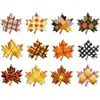 Parche de Tela Bordado Serie Hoja de Arce de Otoño para Decoración de Bolsos Parche de Hoja de Arce Cuadros Blanco y Negro Parche Bordado por Computadora