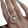 Anillo de Flor de Perla Estilo Tweed Retro Estilo Palacio para Mujer Lujo Accesible Elegante Gama Alta Diseño de Nicho Anillo