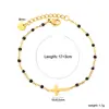 Pulsera de cuentas de semillas de esmalte de colores para joyería transfronteriza, pulsera versátil simple de oro de 18 quilates con forma de cruz, corazón, elefante para mujer