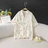 Pijama de Algodón Puro de Gasa de Doble Capa para Niños, Toalla de Baño Fina de Verano Bata, Ropa de Casa de Dibujos Animados para Bebé, Ropa de Dormir, Ropa para Aire Acondicionado