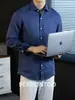 100% Linho Algodão! Antibacteriano Natural Amigo da Pele Cor Sólida Camisa Masculina Verão Fina Respirável Casual Manga Longa