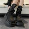 Botas Martin pequeñas, estilo británico retro, de caña alta y suela gruesa para mujer, otoño e invierno 2024, botas cortas explosivas de aspecto delgado.