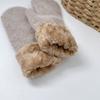 Manoplas de Invierno para Mujer de Doble Capa con Puño y Piel de Conejo Gruesa de Color Sólido para Calidez y Protección contra el Frío, Adecuadas para Ciclismo, Guantes para Adultos