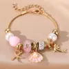 Pulsera de cuentas de resina con flores de dibujos animados de venta cruzada europea y americana, joyería de aleación con colgante de cuentas DIY Panjia al por mayor