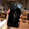 Funda Protectora de Vidrio Tarot Estrella y Luna Popular de Temu para iPhone 18Pm con Cortes de Precisión y Marco Negro en Estilo Minimalista