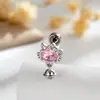 Sinal de Amor da Gatinha Sino de Diamante Rosa Broche Reto para Gato Brinco Barra de Liga de Titânio Joia para Piercing na Orelha