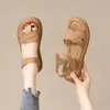 Sandalias Romanas de Suela Plana para Mujer, Ropa de Exterior, Nuevo Estilo Verano 2026, Modernas, Versátiles, Plataforma, Suela Suave, Tira Única, Sandalias de Playa