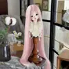 Peluca para muñeca BJD multicolor opcional, 60 cm de largo, cabello liso, estilo extendido en blanco, cabello que se puede peinar a mano