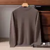 Suéter de alta calidad 100% cachemira pura hilo AB para hombre, cuello semialto, jersey casual holgado, capa base suave y amigable con la piel