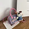 Bolsa Boston Fashionável Versátil de Grande Capacidade Transfronteiriça com Desenho de Cachorro Bolsa de Mão para o Dia a Dia Bolsa Transversal Fofa Tendência de Nicho