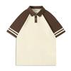 Camisa polo de manga corta para chico de campus juvenil, algodón personalizado, combinación de colores, solapa, base de punto, se puede bordar logo