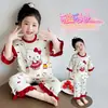 Pijama de Modal para Niñas Verano Ropa de Casa Delgada Infantil Conjunto de Princesa Bebé Niña Temática de Gato Ropa para Aire Acondicionado